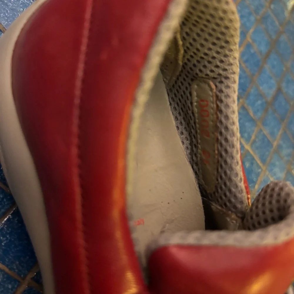 Prada new toddler red leather loafers